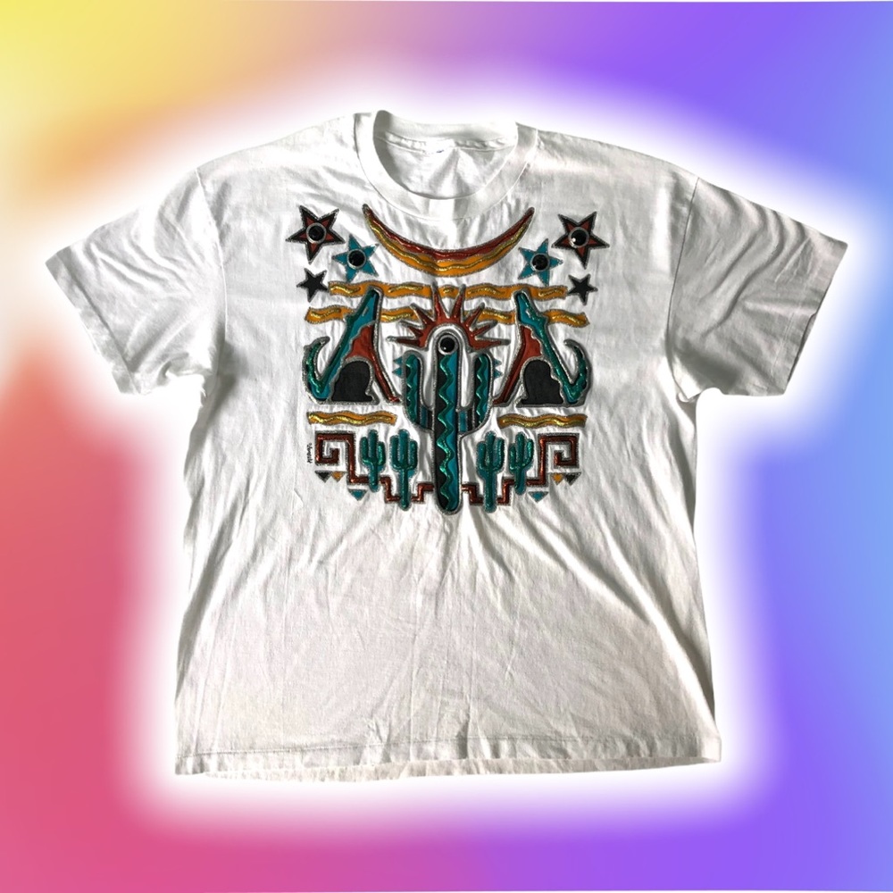Handmade Crewneck T-shirt glitter puff paint SZ 1X